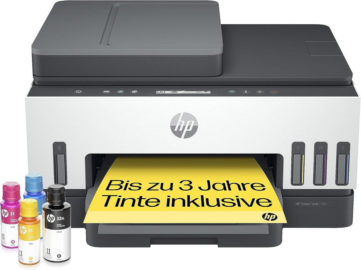 2026 HP Smart Tank 7605 4-in-1 Multifunktionsdrucker (WLAN; Duplex; ADF) – 3 Jahre Tinte inklusive, 3 Jahre Garantie, großer Tintentank, hohe Reichweite, Drucken in hoher Qualität