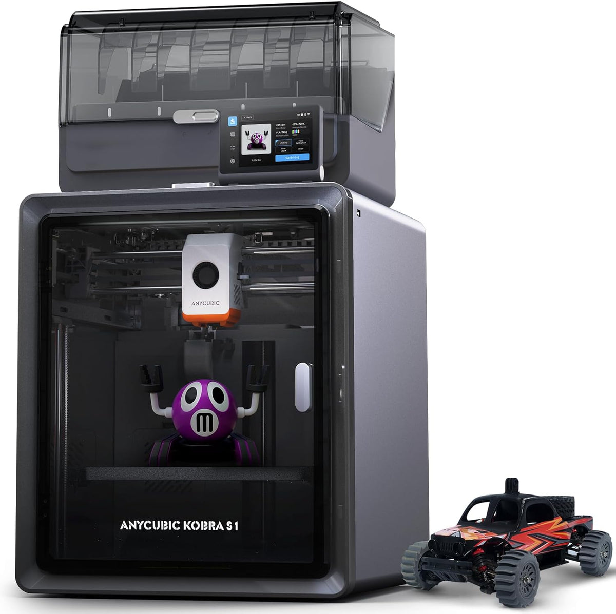 2026 Anycubic Kobra S1 Combo 3D-Drucker Mehrfarbig, 600mm/s Hochgeschwindigkeitsdruck, Trocknen beim Drucken, Vollständig Geschlossene CoreXY-Struktur, Druckgröße 250 x 250 x 250 mm