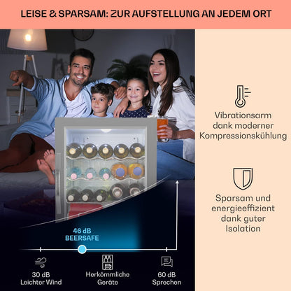 2026 Klarstein Mini Kühlschrank mit Glastür für Zimmer, Getrnkekühlschrank mit Verstellbaren Ablagen, Kleiner 80 Liter, Indoor/Outdoor Kühlschrank Leise