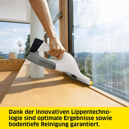 2026 KÄRCHER Akku-Fenstersauger WV 7 Signature Line, Akkulaufzeit: 100 min, LED-Ladezustandsanzeige, 2 Absaugdüsen, Sprühflasche mit 2 Mikrofaserbezügen, Schmutzkratzer, 20 ml Fensterreiniger-Konzentrat