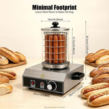2026 Bockwurstwärmer 350W Elektrischer Würstchenwärmer Edelstahl Hot Dog Maker Wurstwärmer Einstellbarer Temperatur 30-85 °C für gewerblichen und Zuhause