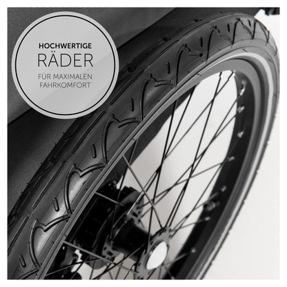 2026 hauck Fahrradanhänger & Kinderwagen Dryk Duo Plus mit Federung, für 2 Kinder (6-48 Monate), inkl. Deichsel, Buggyrad, Fahne und LED Licht, Faltbar, Höhenverstellbar, XL Kofferaum (Dark Green)