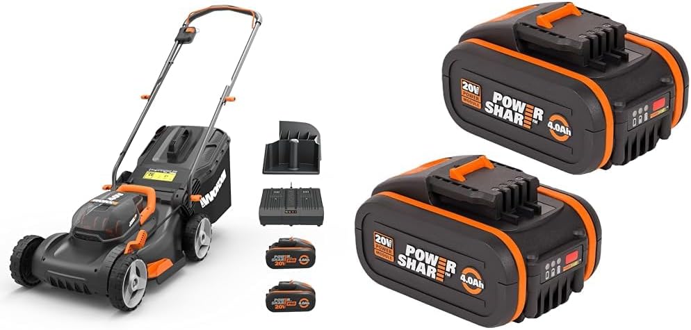 2026 WORX WG743E Akku-Rasenmäher 40V – Profi Rasenmäher mit Mulchfunktion & PowerShare Akku – Rasenmähen ohne Kabel – Ideal für Gärten bis zu 500m²