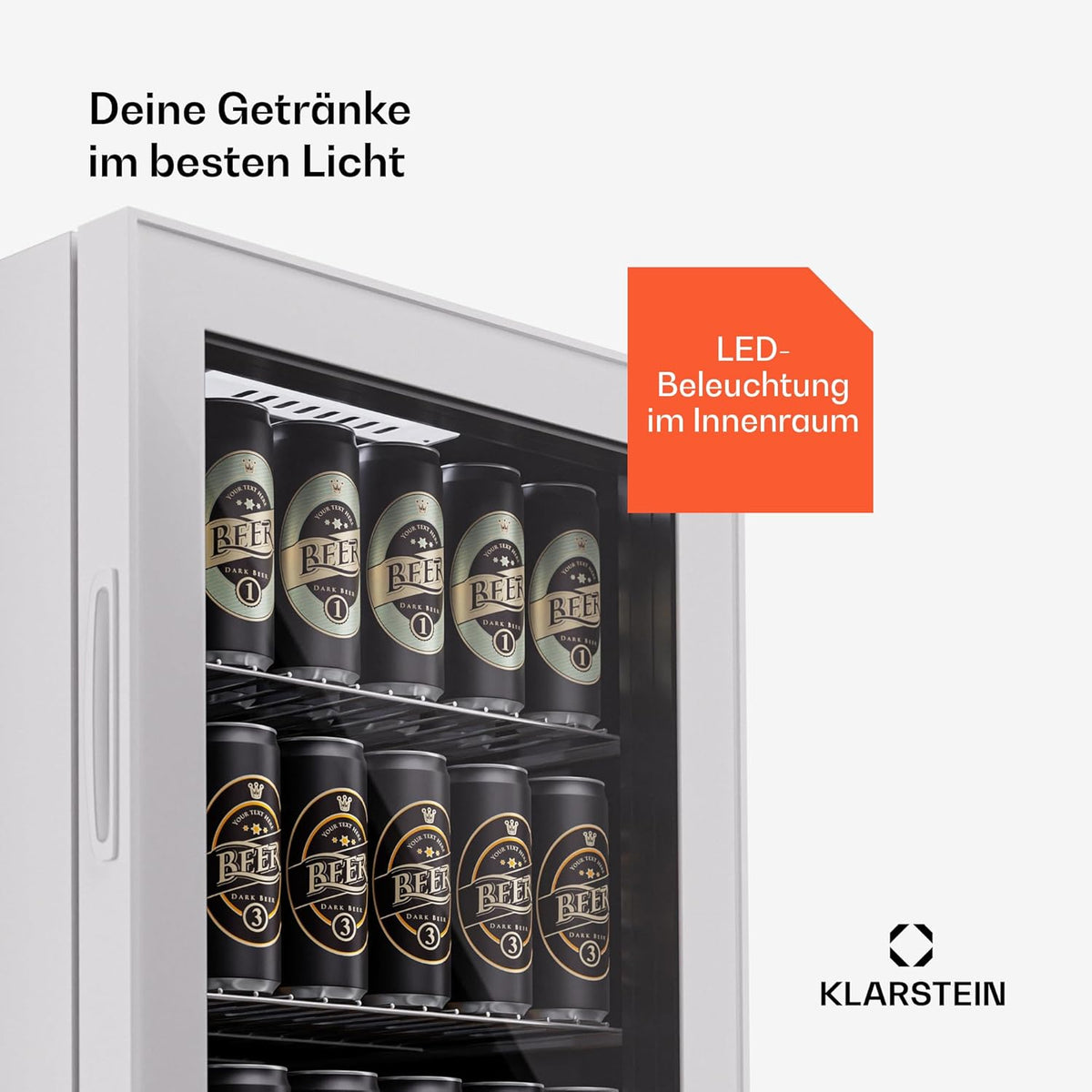2026 Klarstein Mini Kühlschrank mit Glastür für Zimmer, Getrnkekühlschrank mit Verstellbaren Ablagen, Kleiner 80 Liter, Indoor/Outdoor Kühlschrank Leise