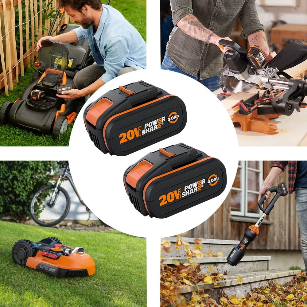 2026 WORX WG743E Akku-Rasenmäher 40V – Profi Rasenmäher mit Mulchfunktion & PowerShare Akku – Rasenmähen ohne Kabel – Ideal für Gärten bis zu 500m²