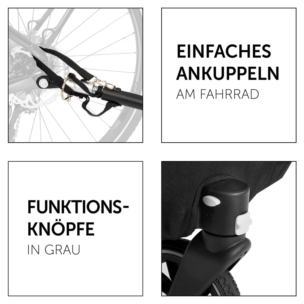 2026 hauck Fahrradanhänger & Kinderwagen Dryk Duo Plus mit Federung, für 2 Kinder (6-48 Monate), inkl. Deichsel, Buggyrad, Fahne und LED Licht, Faltbar, Höhenverstellbar, XL Kofferaum (Dark Green)