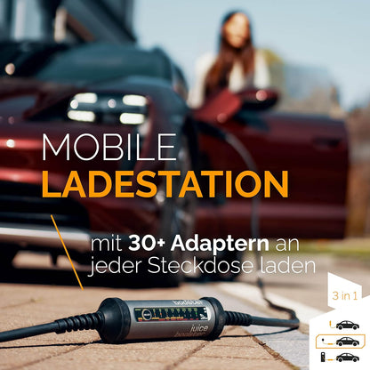 2026 Juice Booster 2 - Mobile Ladestation 22 kW, Schweizer Design, Adapter für alle Steckdosen, Typ 2 Ladekabel, automatische Adaptererkennung, wetterfest & robust