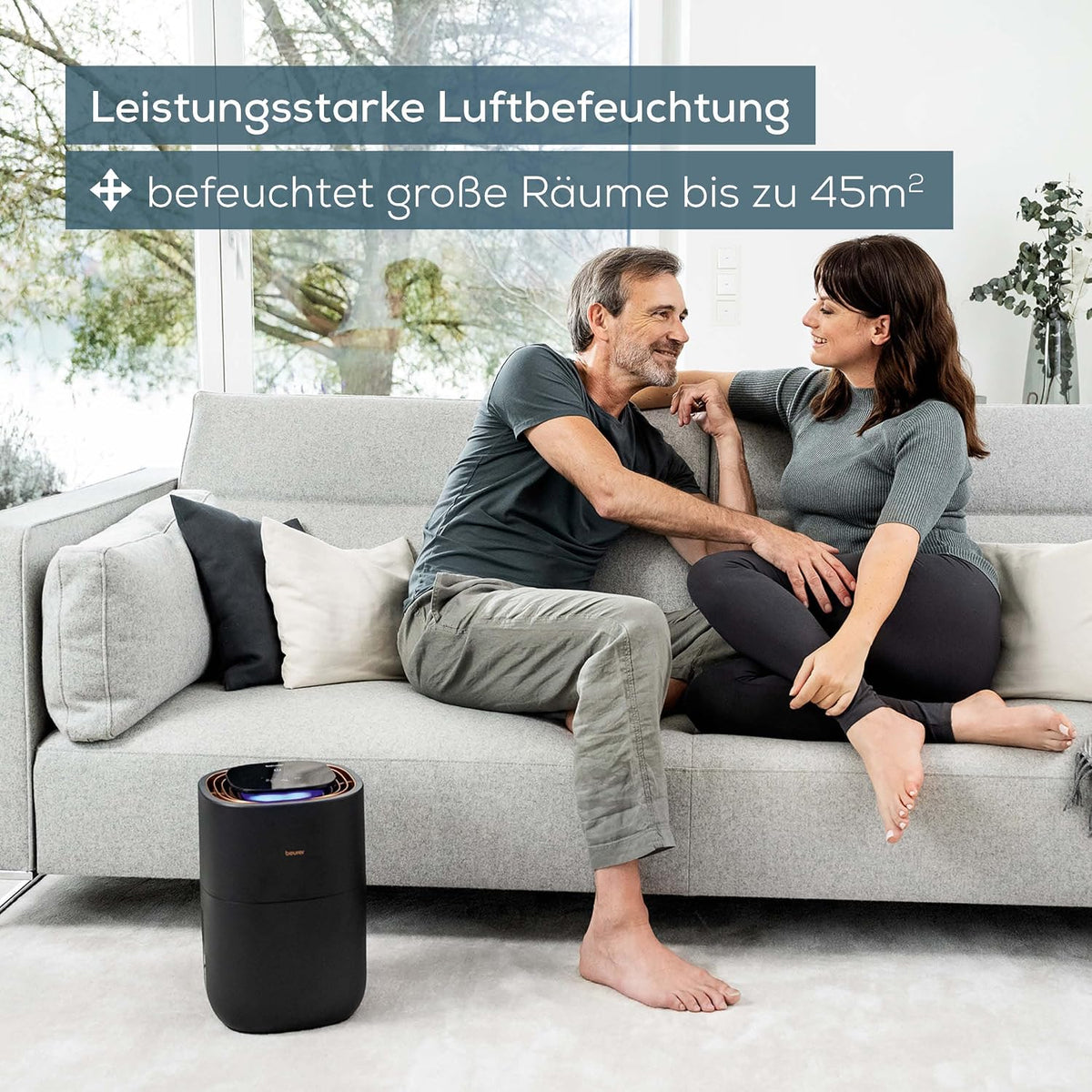 2026 Beurer LB 300 Plus Luftbefeuchter, TESTSIEGER Stiftung Warentest, mit energieeffizienter Kaltverdunstungstechnologie, farbiger Luftfeuchtigkeitsindikator, Filtertrocknungsfunktion, Räume bis ca. 45m²