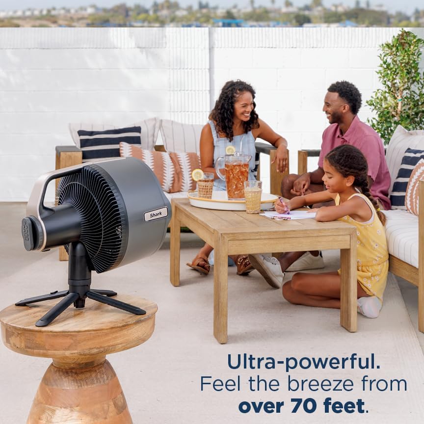 2026 Shark FlexBreeze Pro Nebelventilator – Indoor & Outdoor, Integriertes Nebel, Sockel auf Tischplatte, kabelgebunden oder kabellos, bis zu 24 Stunden Akku, oszillierend, Anthrazit, FA302 (Version 2025)