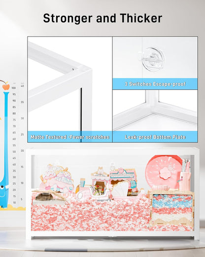 2026 BUCATSTATE Hamsterkäfig 3,0: Metall Rattenkäfig Kleintierkäfig Groß Stapelbar mit Einfacher Montage 120L x 60W x 62H cm für Nager, Mäuse, Zwerghamster (0,72m², Weiß)