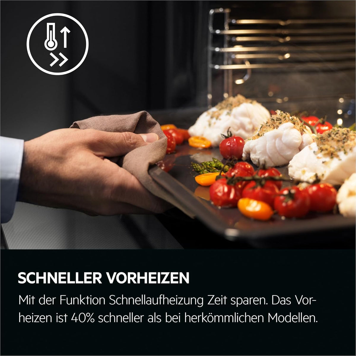 2026 AEG Einbaubackofen – Serie 5 Ringheißluft: Gleichmäßige Garergebnisse auf 3 Ebenen – Pyrolyse Selbstreinigung – 25 Automatikprogramme – LED-Touchdisplay – Schnellaufheizung – Schwarz – BPE53516AB