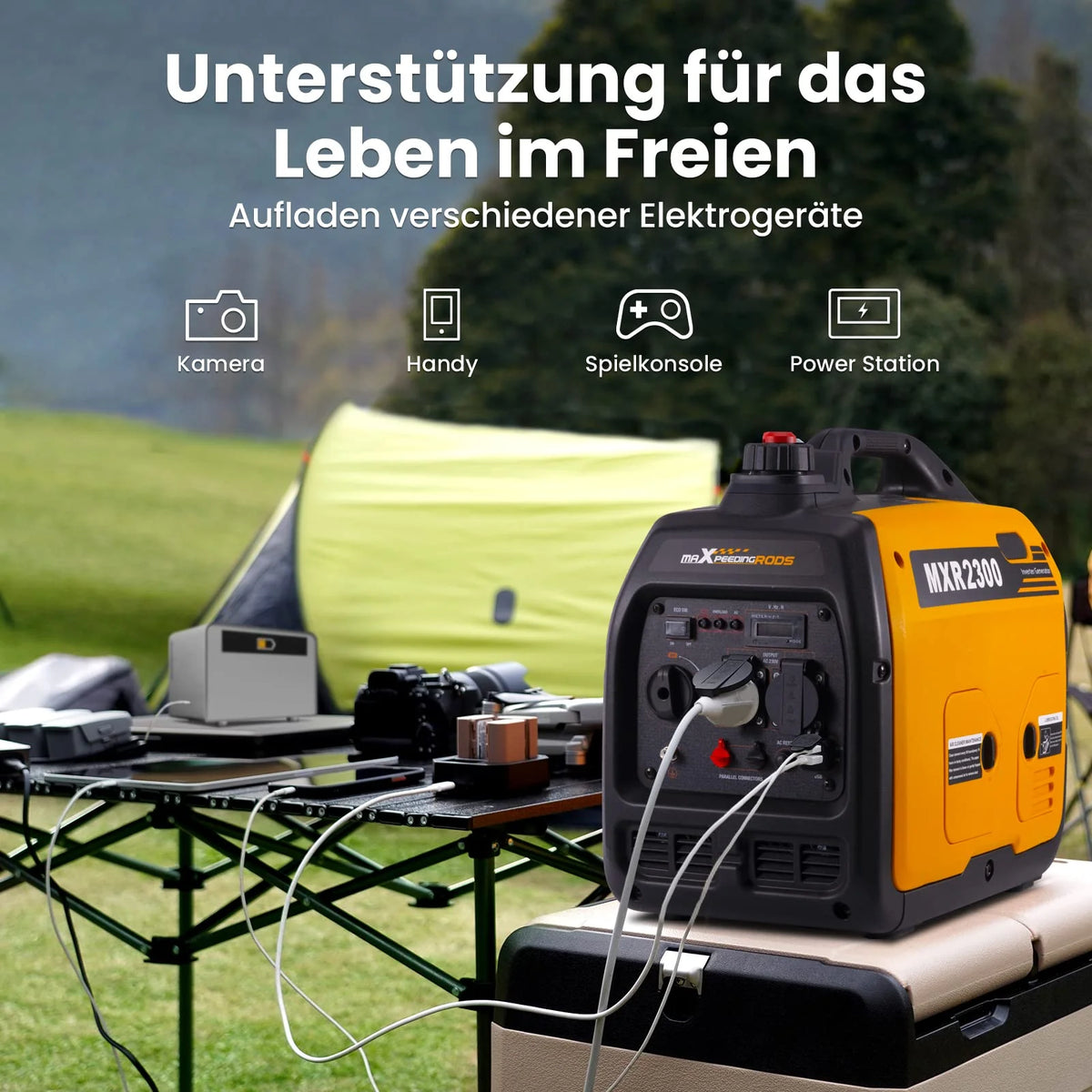 2026 2300W Inverter Stromerzeuger Benzin leise 4 Takt tragbar 18,5kg für Camping Wohnmobil USB 230V Steckdosen