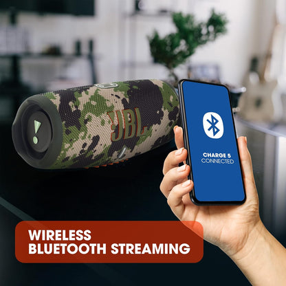 2026 JBL Charge 5 Bluetooth-Lautsprecher in Schwarz – Wasserfeste, portable Boombox mit integrierter Powerbank – Eine Akku-Ladung für bis zu 20 Stunden kabellosen Musikgenuss