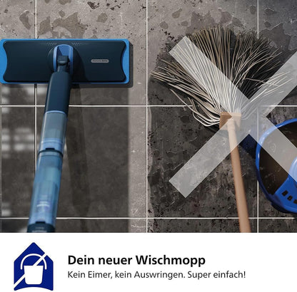 2026 Philips OneUp 5000 Serie Elektrischer Wischmopp - 2X sauberere Böden², 2X schnelleres Wischen, Zwei Feuchtigkeitseinstellungen für Harte & empfindliche Böden, Kabellos mit 360° Drehgelenk (XV5113/01)