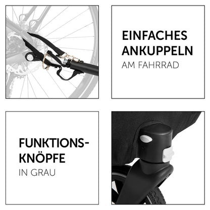 2026 hauck Fahrradanhänger & Kinderwagen Dryk Duo Plus mit Federung, für 2 Kinder (6-48 Monate), inkl. Deichsel, Buggyrad, Fahne und LED Licht, Faltbar, Höhenverstellbar, XL Kofferaum (Dark Green)