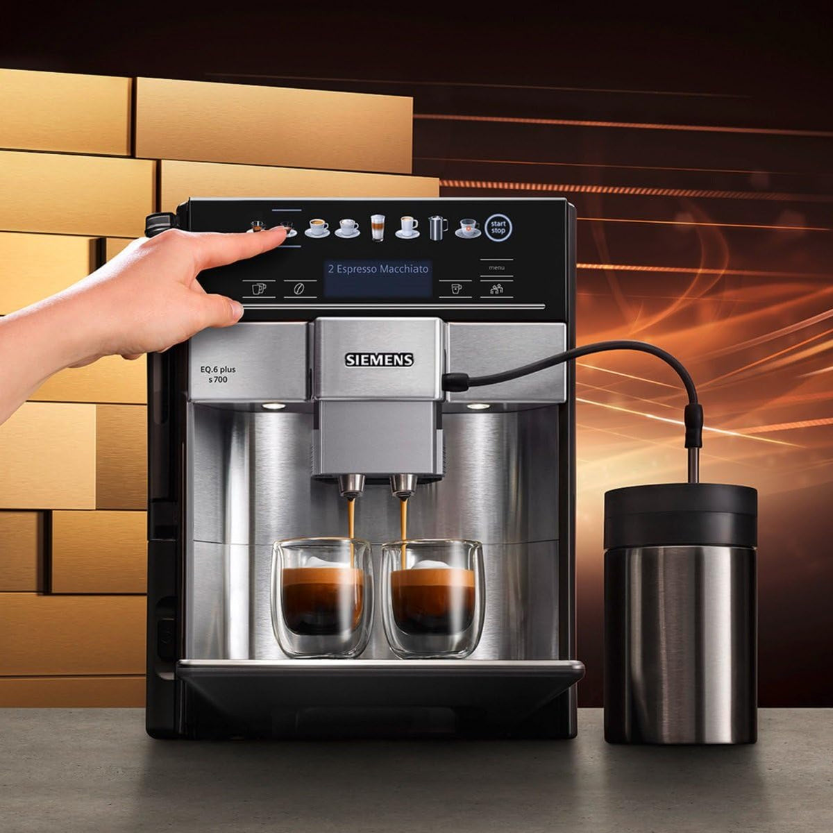2026 SIEMENS Kaffeevollautomat EQ6 plus s700 TE657503DE, für viele Kaffeespezialitäten, Milch-Aufschäumdüse, Keramikmahlwerk, Doppeltassenfunktion, Antikalk, automatische Dampfreinigung, 1500 W, edelstahl