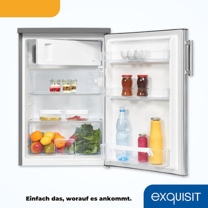 2026 Exquisit Kühlschrank mit Gefrierfach, 120 Liter, 4-Sterne-Gefrierfach, Kühlschrank freistehend, KS516-4-H-010D weiss