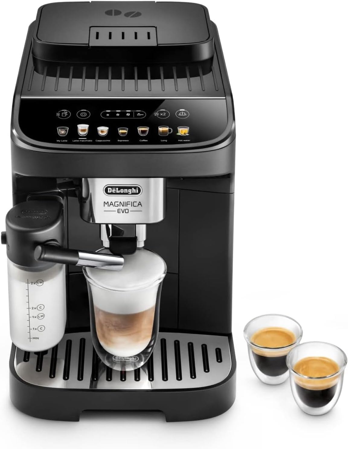 2026 De'Longhi Magnifica Evo ECAM 292.81.B Kaffeevollautomat mit LatteCrema Milchsystem, 7 Direktwahltasten für Cappuccino, Espresso und weitere Kaffeespezialitäten, 2-Tassen-Funktion, Schwarz