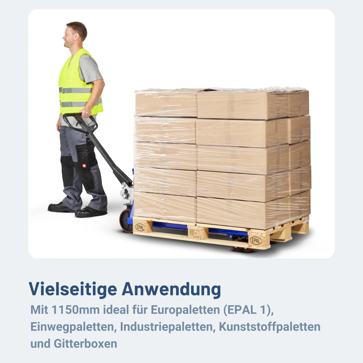 2026 Hubwagen 2500 kg aus Stahl, Gabellänge 1150 mm, robust, hydraulisch, ideal für Lager und Logistik