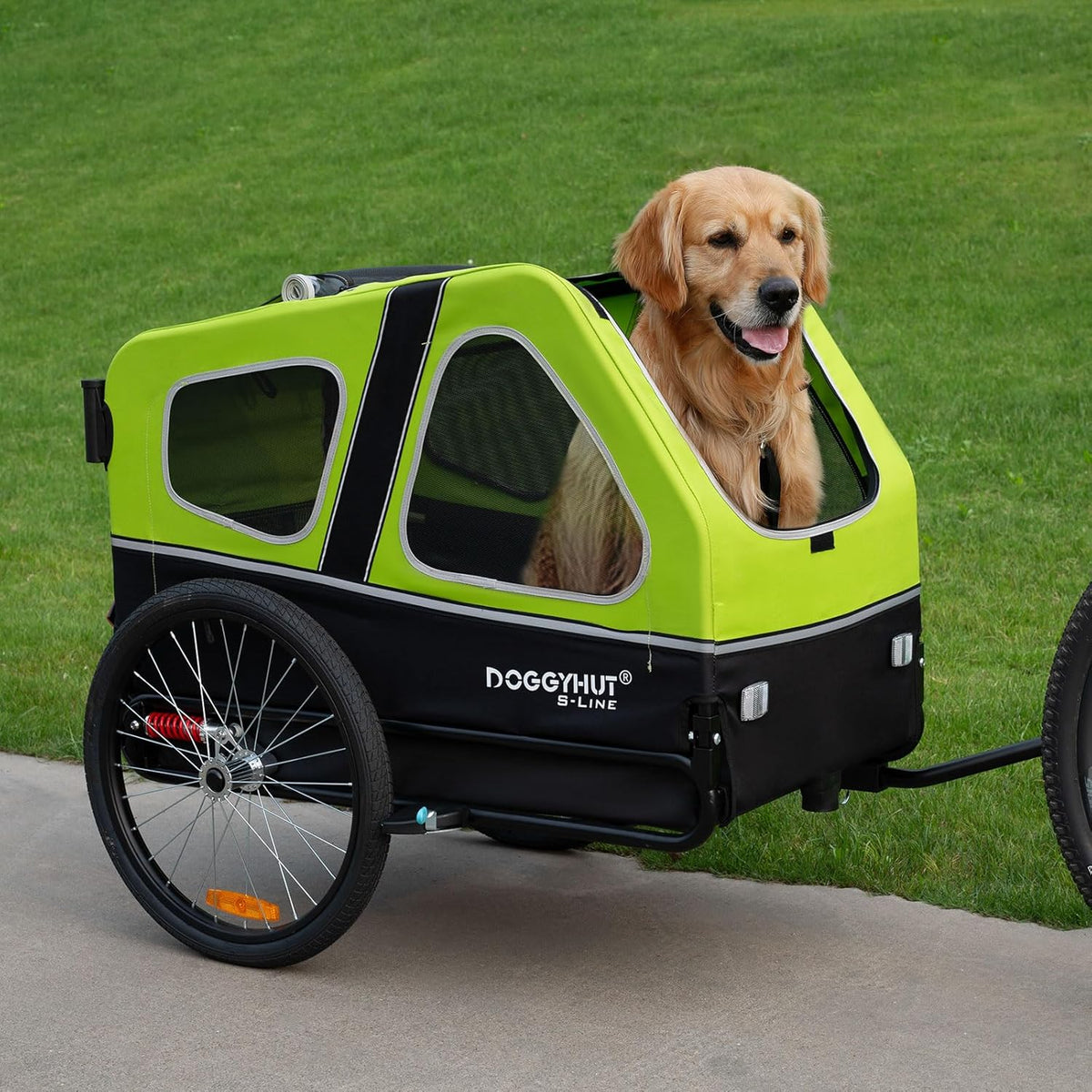 2026 Doggyhut S-Line XL Hundeanhänger & Hundebuggy mit Federung 2 in 1 Hunde Fahrradanhänger Jogger gefedert bis 45 kg