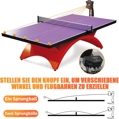 2026 Tischtennis Roboter, Tischtennis Roboter Ballmaschine mit Netz und neun verschiedenen rotierenden Bällen, für das persönliche Training, kein manuelles Ballaufsammeln erforderlich