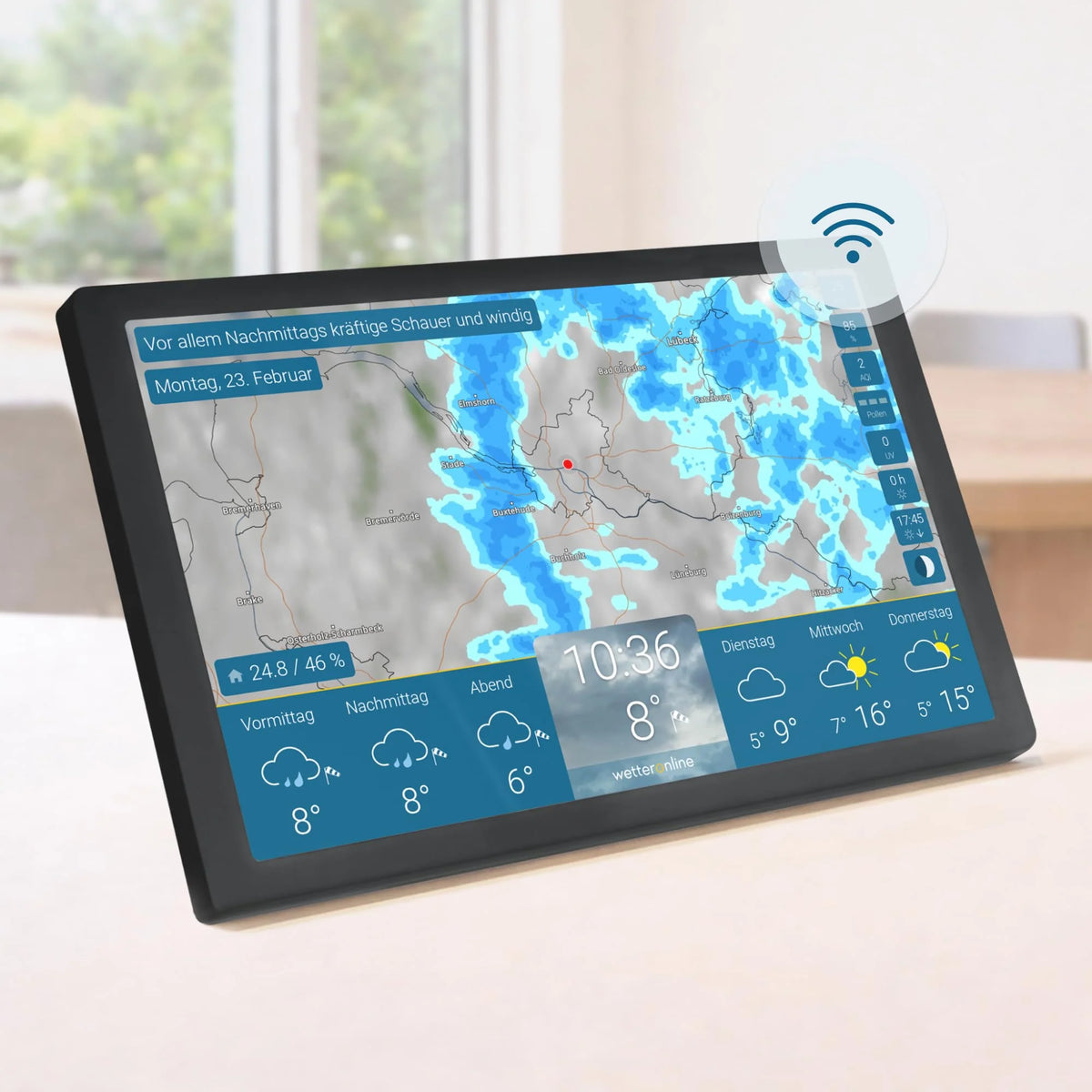 2026 WetterOnline WLAN Wetterstation home 4 mit WetterRadar HD Farbdisplay RegenRadar Unwetterwarnungen 14 Tage Wettervorhersage