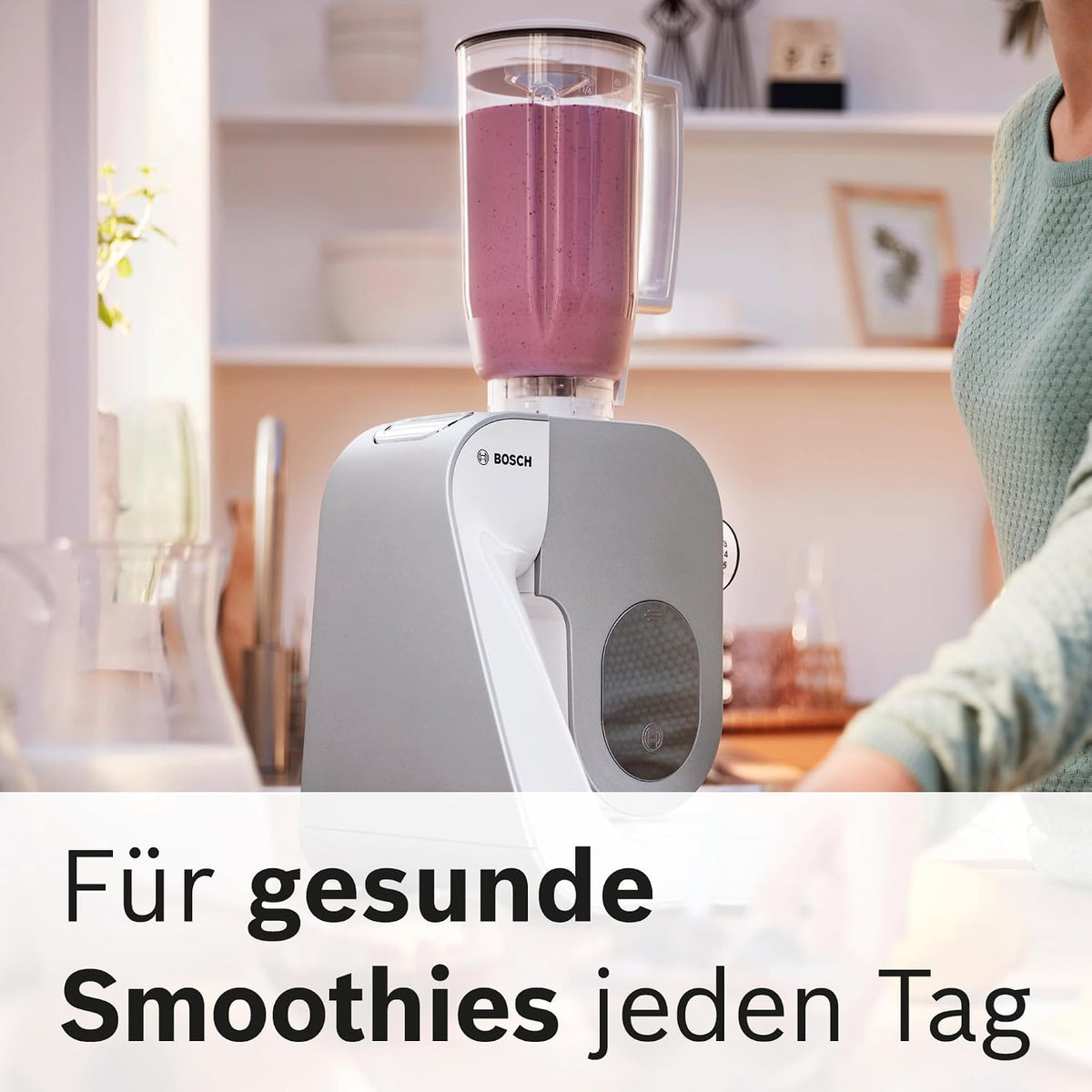 2026 Bosch Küchenmaschine Serie 4, Edelstahl-Schüssel 3,9 L, Knethaken, Schlag- und Rührbesen Edelstahl spülmaschinenfest, Mixer 1,25 L, Durchlaufschnitzler, 3 Scheiben, 1000 W, Weiß, MUM58W20