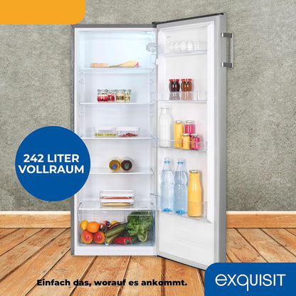 2026 Exquisit Kühlschrank ohne Gefrierfach, Großer Kühlschrank, 5 Ablagen, 242 Liter, Vollraumkühlschrank 143 cm hoch, KS5320-V-H-040E weiss