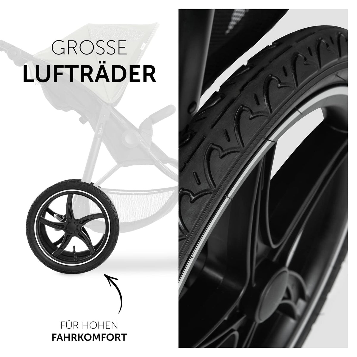 2026 hauck Kinderwagen Runner 2, Dreirad Buggy mit XL Lufträder für Kinder bis 22 kg, UV-Schutz 50+, Belüftungsfenster, Höhenverstellbar, Faltbar, XL Korb bis 3 kg, Liegefunktion (Black)