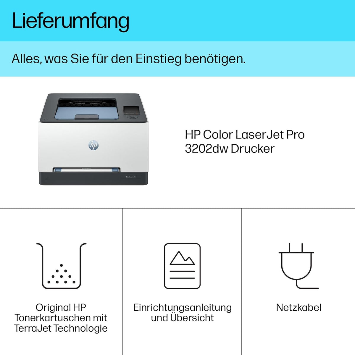 2026 HP Color LaserJet Pro MFP 3302fdwg Multifunktions-Farblaserdrucker, Fax, Automatischer beidseitiger Druck, Touchscreen, Wi-Fi, Ethernet, USB, HP Wolf Pro Security