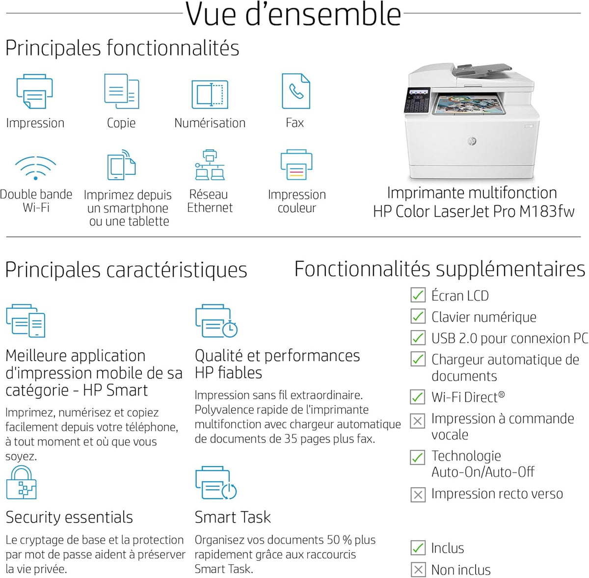 2026 HP Color LaserJet Pro MFP 3302fdwg Multifunktions-Farblaserdrucker, Fax, Automatischer beidseitiger Druck, Touchscreen, Wi-Fi, Ethernet, USB, HP Wolf Pro Security