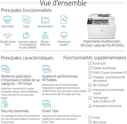 2026 HP Color LaserJet Pro MFP 3302fdwg Multifunktions-Farblaserdrucker, Fax, Automatischer beidseitiger Druck, Touchscreen, Wi-Fi, Ethernet, USB, HP Wolf Pro Security