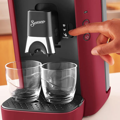 2026 Philips Senseo Maestro Kaffeepadmaschine mit Kaffeestärkewahl und Memo-Funktion, 1,2 Liter Wasserbehälter, Grünes Produkt, Farbe: Rot (CSA260/90)