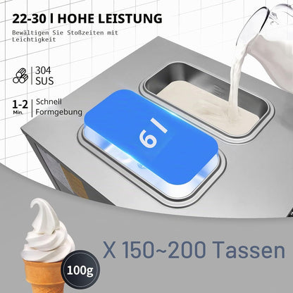 2026 VEVOR Kommerzielle Softeismaschine 22-30 L/h Profi-Eismaschine mit LCD-Display, 3 Geschmacksrichtungen, Desktop-Design für Gastronomie & Gewerbe