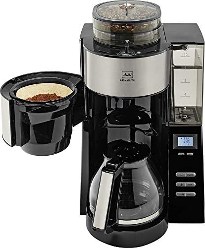 2026 Melitta AromaFresh - Filterkaffeemaschine - mit Glaskanne - integriertes Mahlwerk - Timer Funktion - 10 Tassen - Pure Black