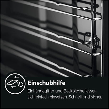 2026 AEG Einbaubackofen – Serie 5 Ringheißluft: Gleichmäßige Garergebnisse auf 3 Ebenen – Pyrolyse Selbstreinigung – 25 Automatikprogramme – LED-Touchdisplay – Schnellaufheizung – Schwarz – BPE53516AB