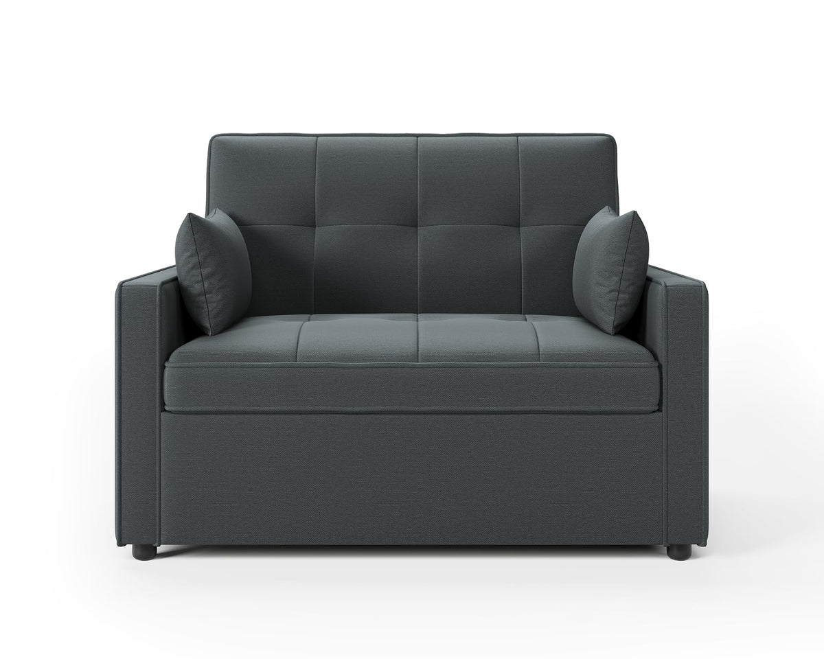2026 3 in 1 Schlafsofa 186 x 122 cm, Grau, verstellbare Rückenlehne, 12 cm Komfortpolster, Massivholz Metallrahmen