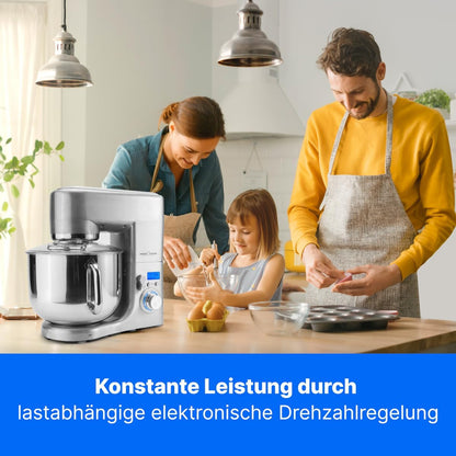 2026 ProfiCook® Küchenmaschine mit XXXL-Edelstahlschüssel | Rühgerät 10L mit 1500W Motor | Knetmaschine inkl. Haken & Schneebesen | Teigknetmaschine Spritzschutz mit Nachfüllöffnung | PC-KM 1096