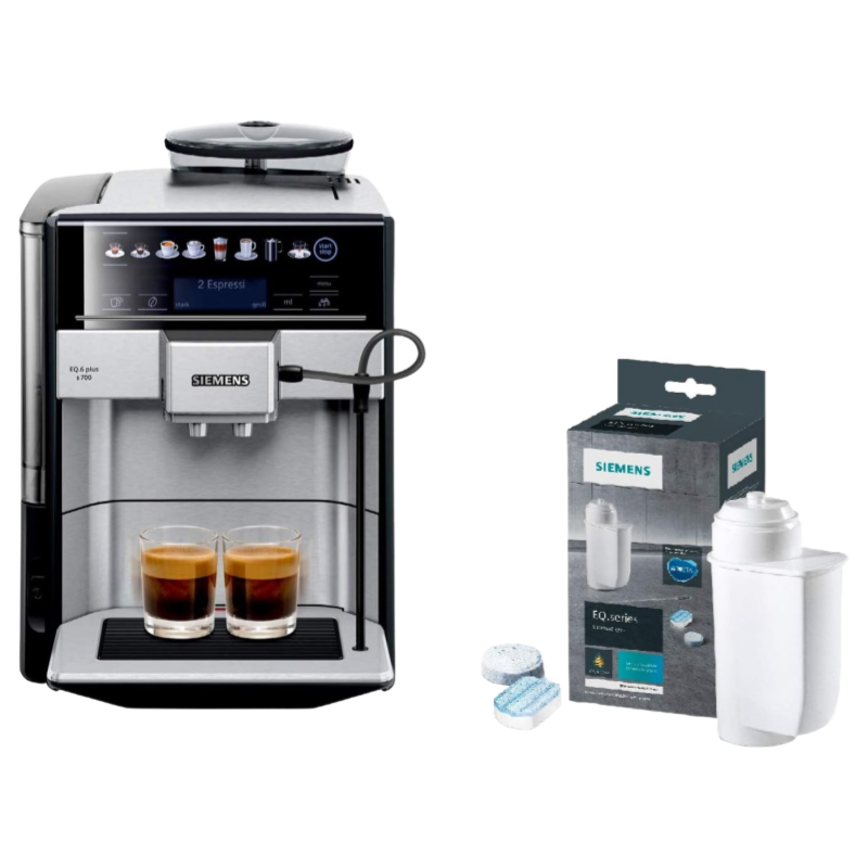 2026 SIEMENS Kaffeevollautomat EQ6 plus s700 TE657503DE, für viele Kaffeespezialitäten, Milch-Aufschäumdüse, Keramikmahlwerk, Doppeltassenfunktion, Antikalk, automatische Dampfreinigung, 1500 W, edelstahl