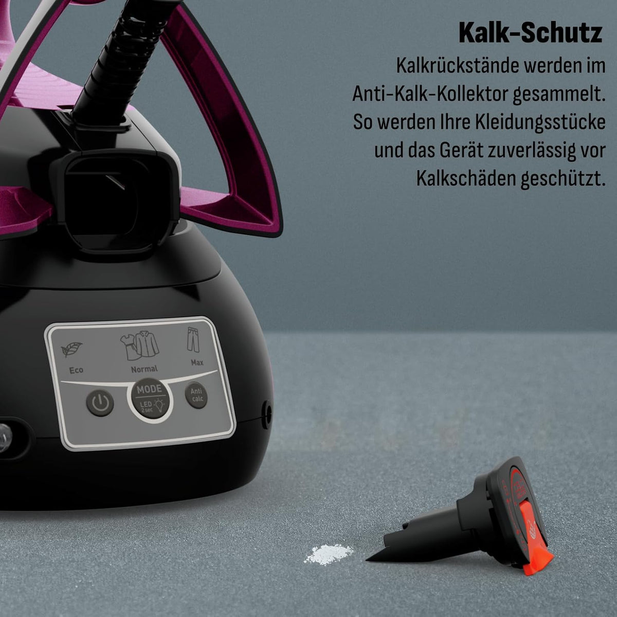 2026 Tefal Express Vision, leistungsstarker 6,9-Bar-Druck, Dampfstoß: 480g/Min., Smart Temp-Technologie, LED Beleuchtung, abnehmbarer Kalk-Kollektor, Eco-Modus, 1,8 L Wassertank, lila/schwarz, SV8152
