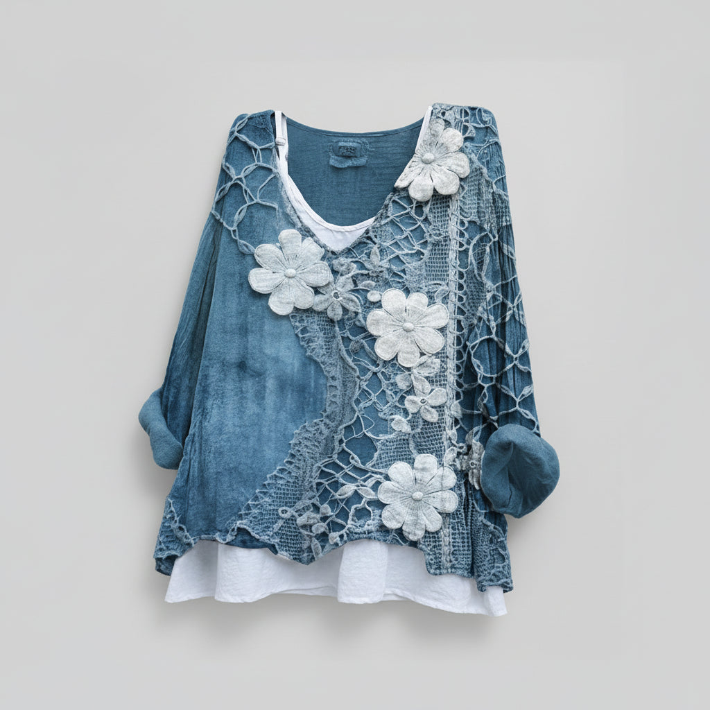 Retro Blumenbluse für Damen
