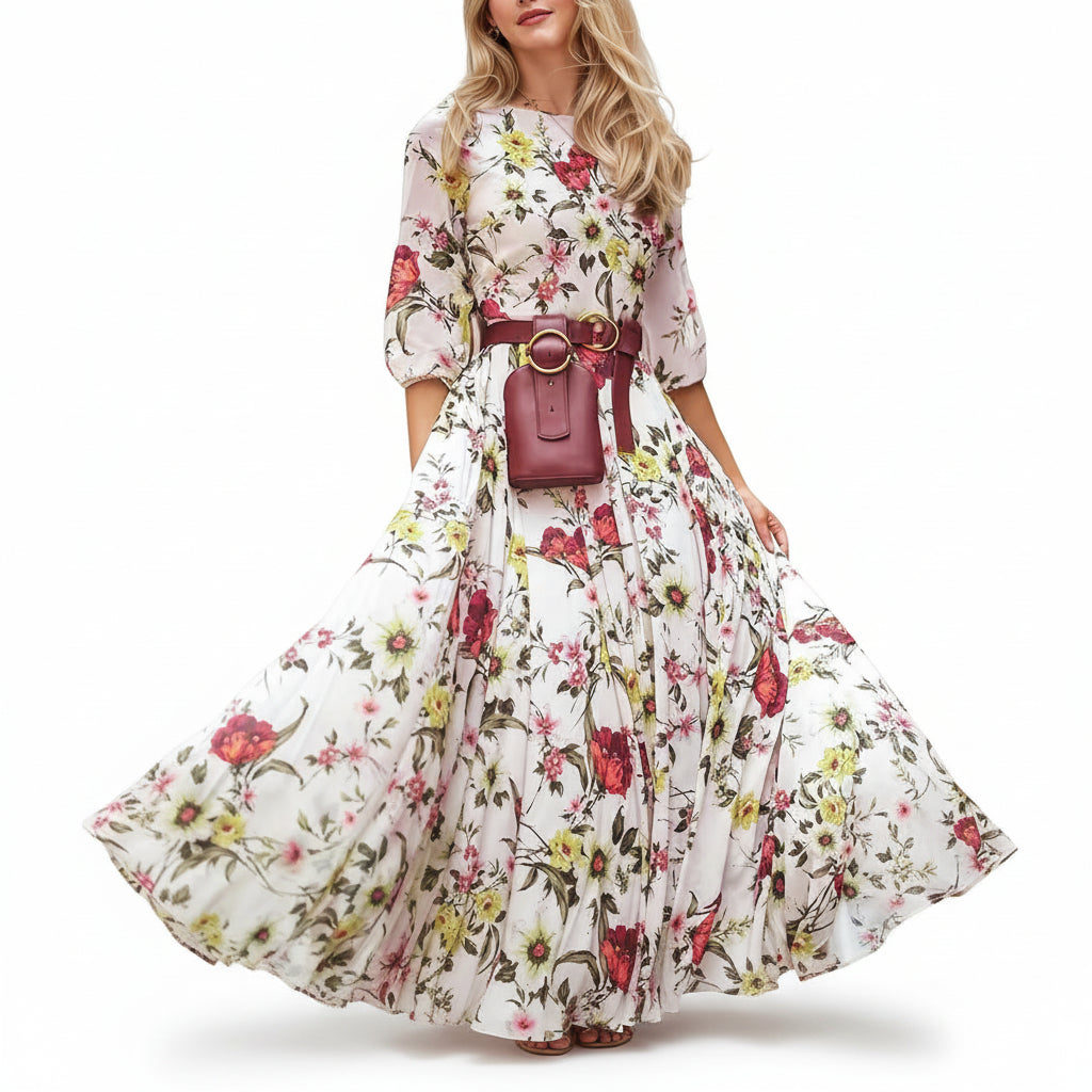 modernes blumenkleid damenmode
